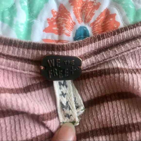 Free People Round About Pink Striped Long Sleeve M - Picture 4 of 9